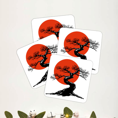 Red Sun Bonsai Coasters Pack of 4