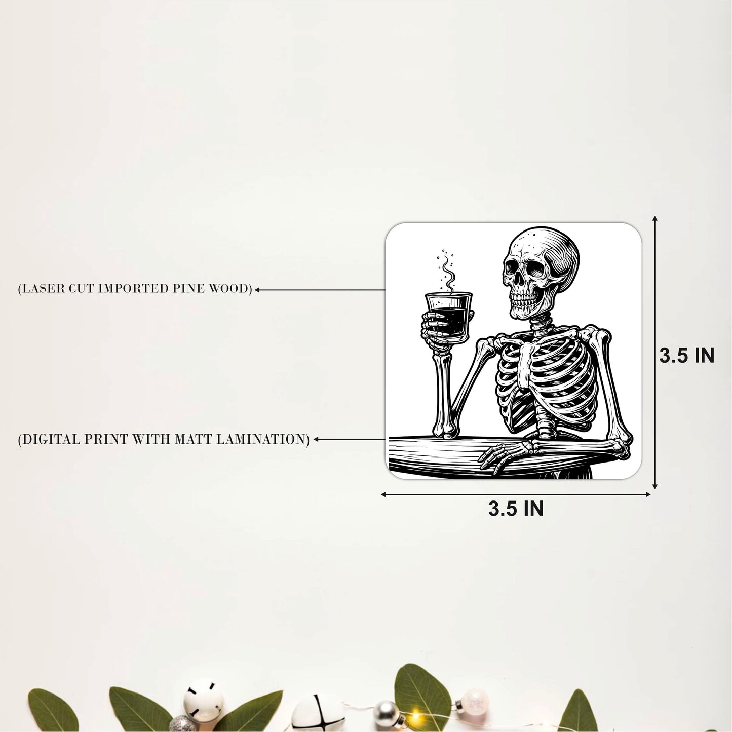 Skeleton Cheers Coasters Pack of 4
