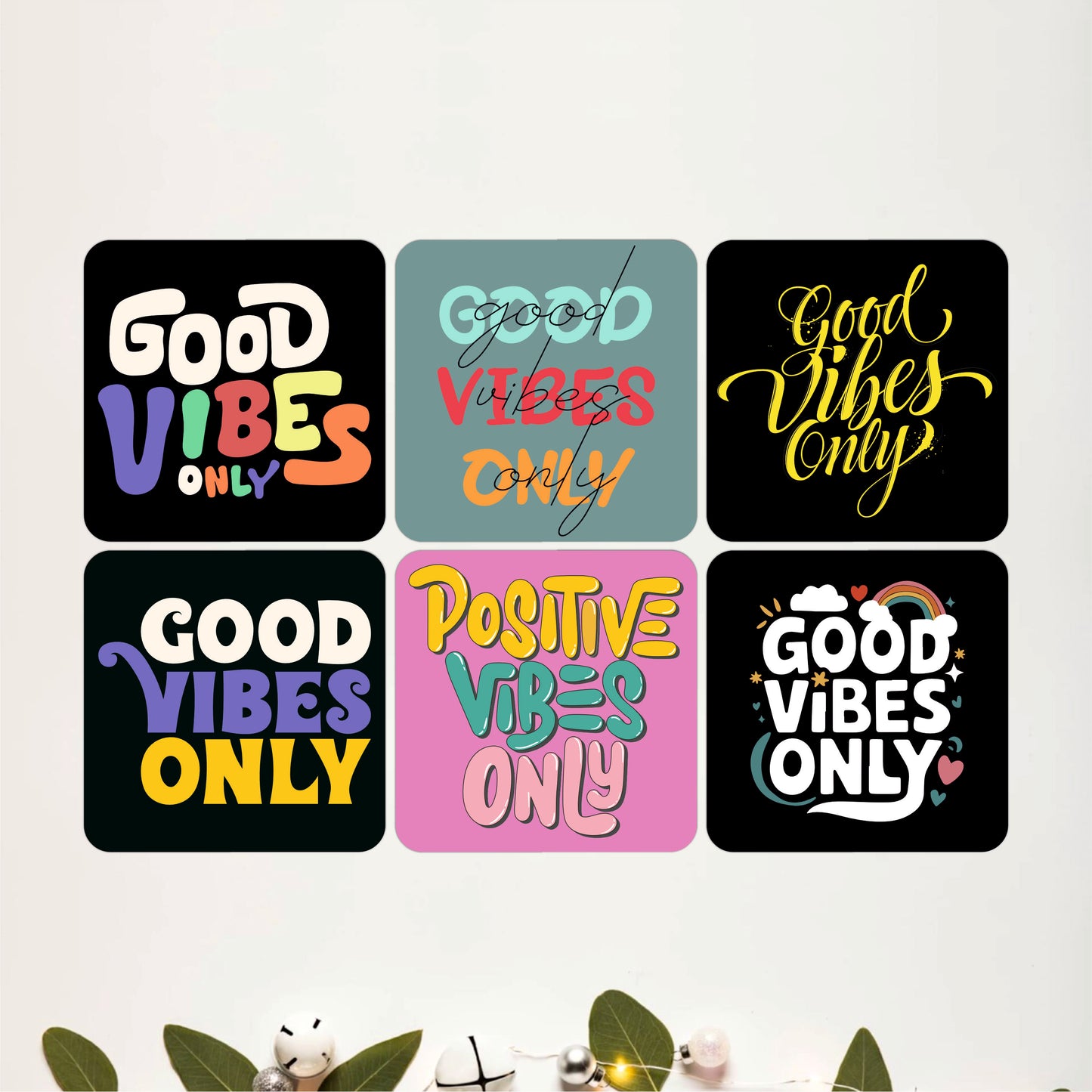 Positive Quote Wooden Coasters Set of 6