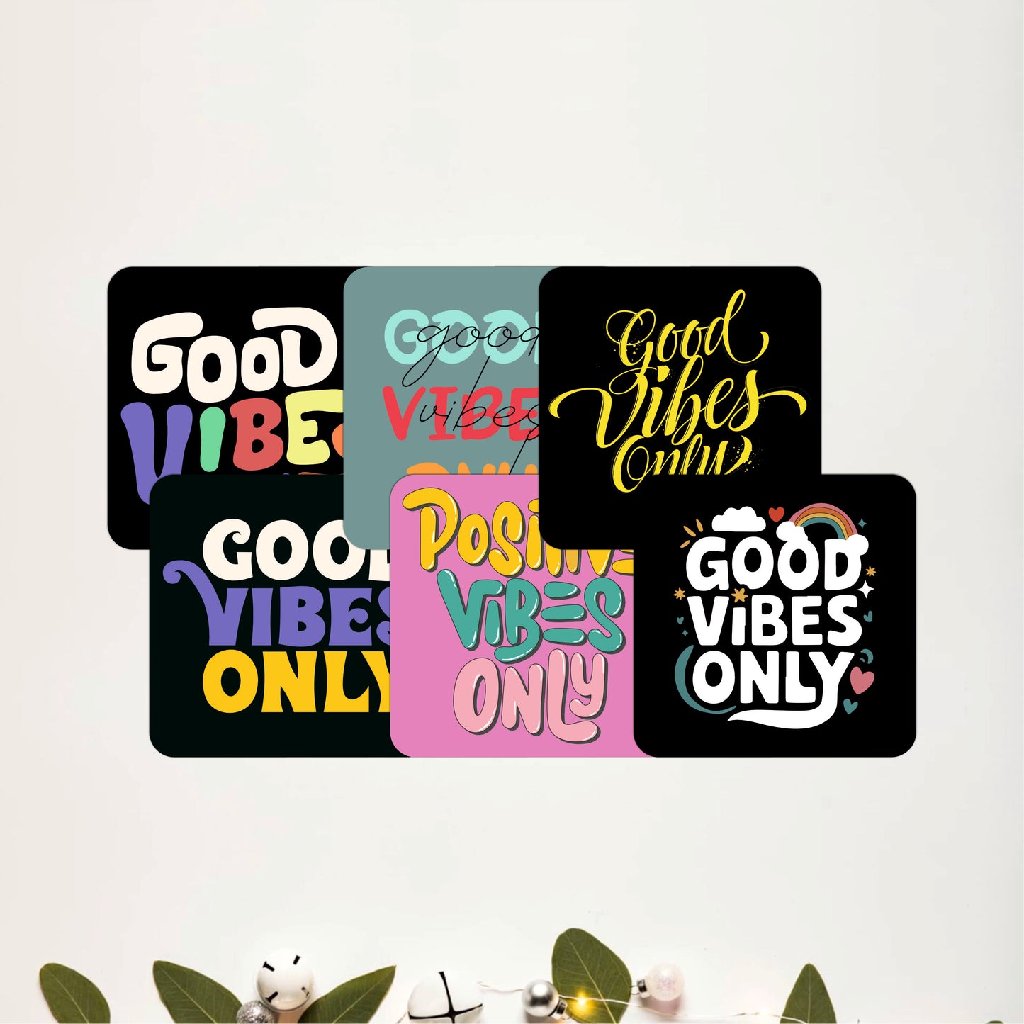 Positive Quote Wooden Coasters Set of 6
