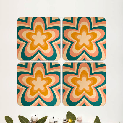 Teal Blossom Coasters Pack of 4