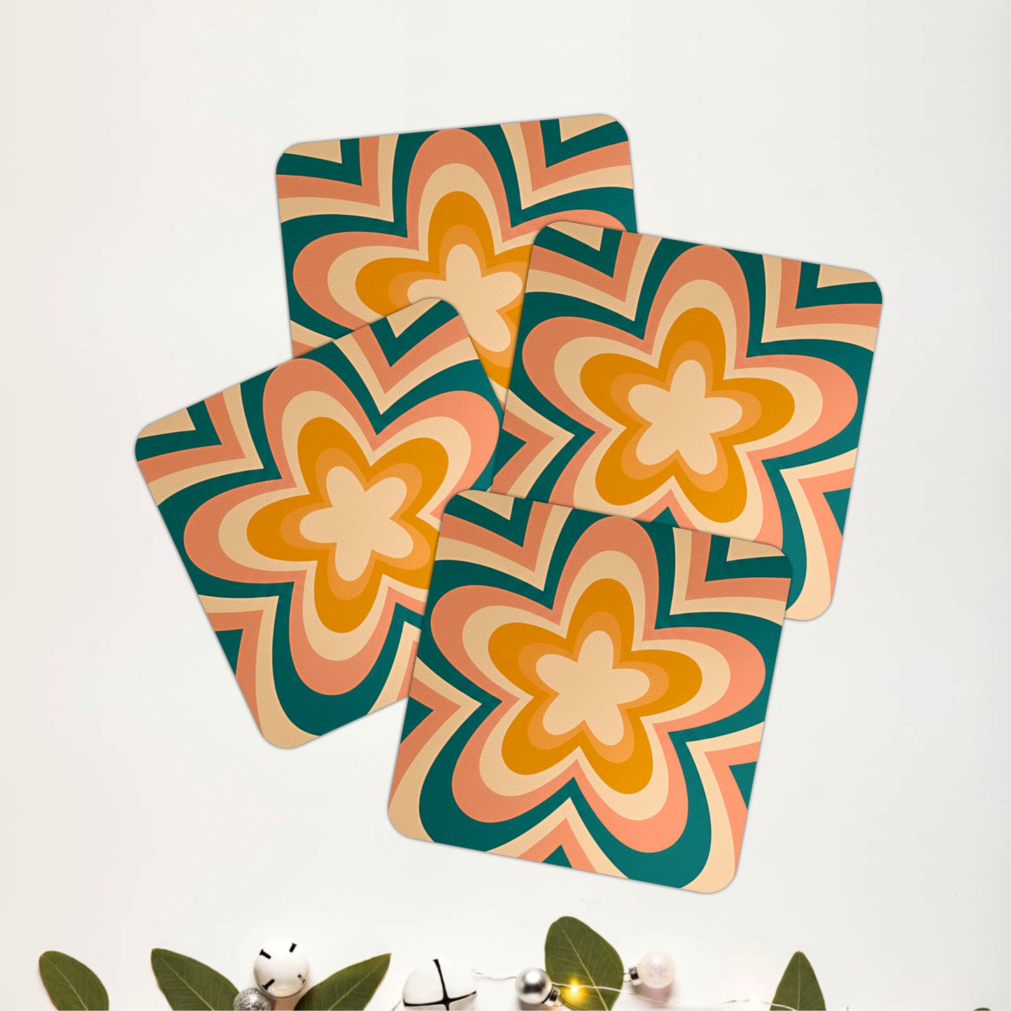 Teal Blossom Coasters Pack of 4