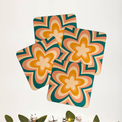 Teal Blossom Coasters Pack of 4
