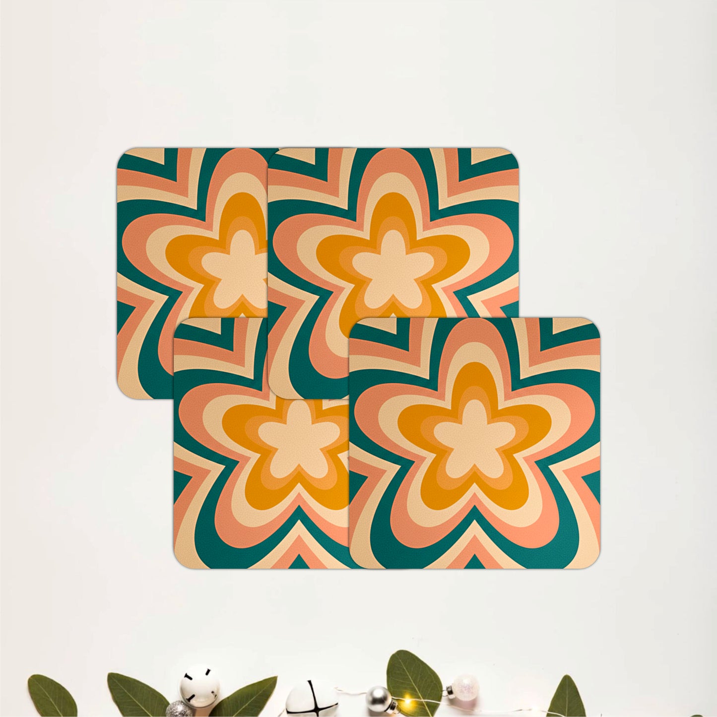 Teal Blossom Coasters Pack of 4