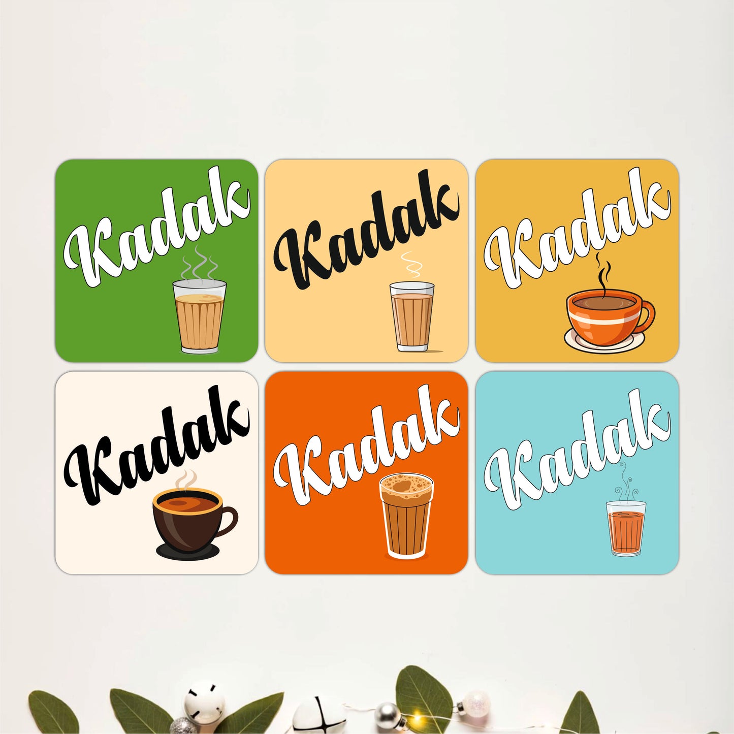 Tea & Coffee Wooden Coasters Set of 6