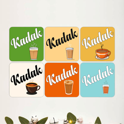 Tea & Coffee Wooden Coasters Set of 6
