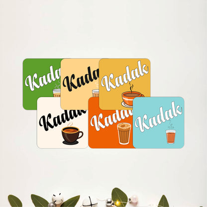 Tea & Coffee Wooden Coasters Set of 6