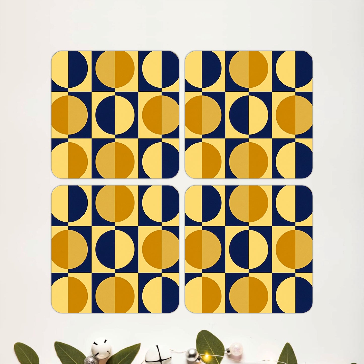 Navy & Gold Orbit Coasters Pack of 4