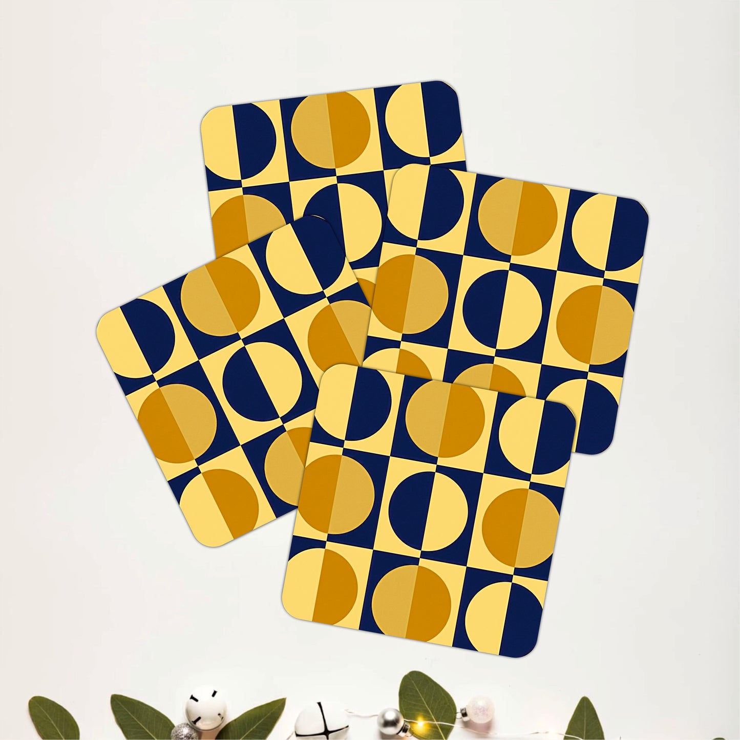 Navy & Gold Orbit Coasters Pack of 4