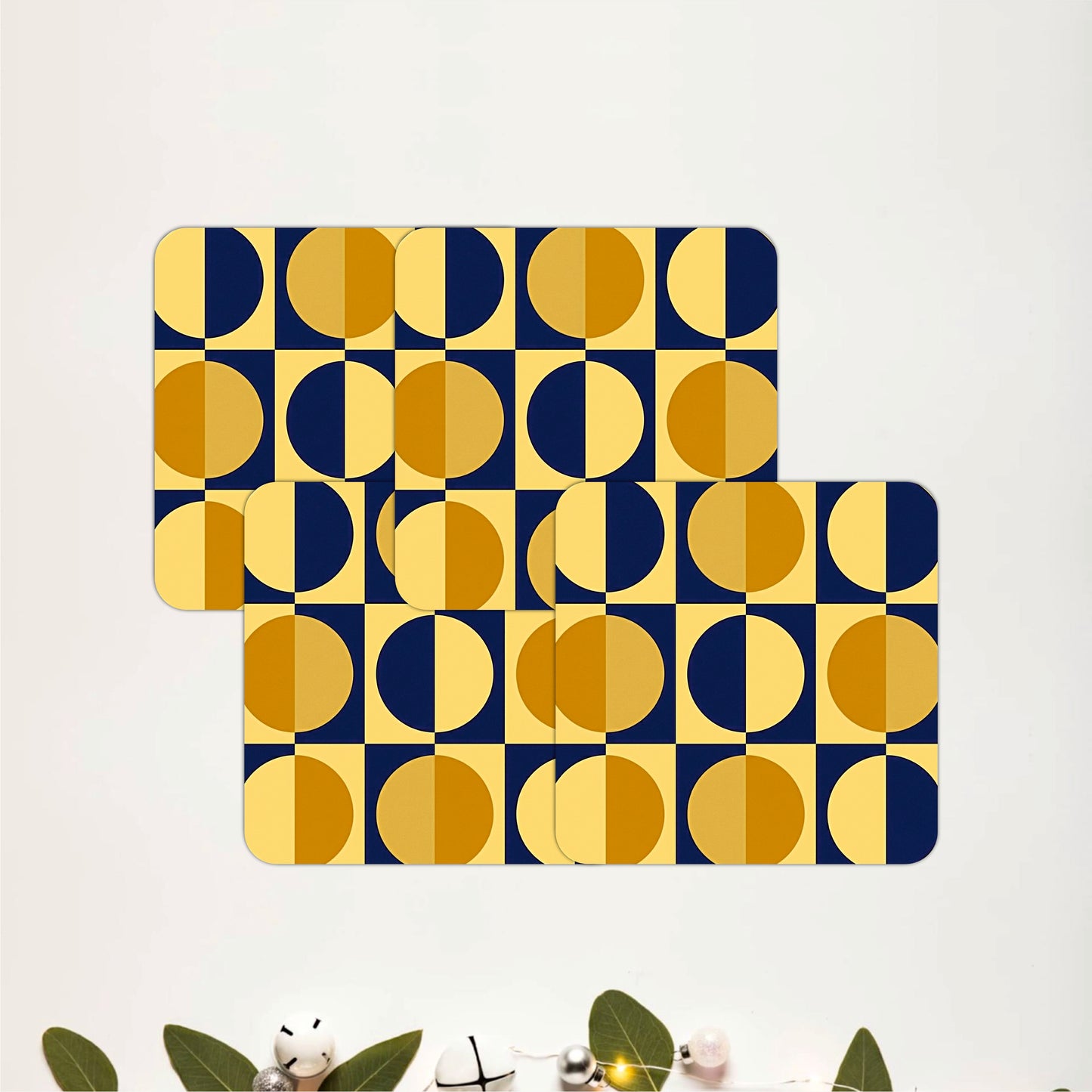 Navy & Gold Orbit Coasters Pack of 4