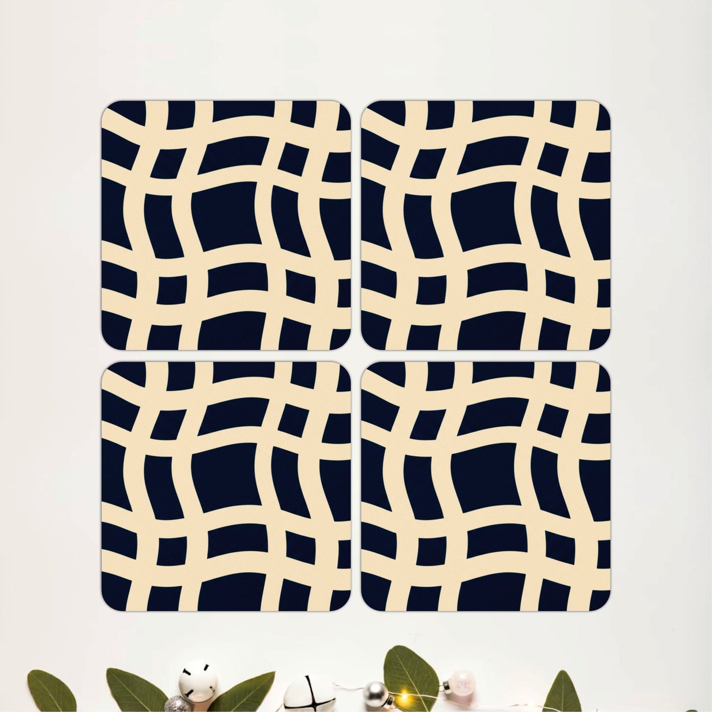 Navy Lattice Coasters Pack of 4