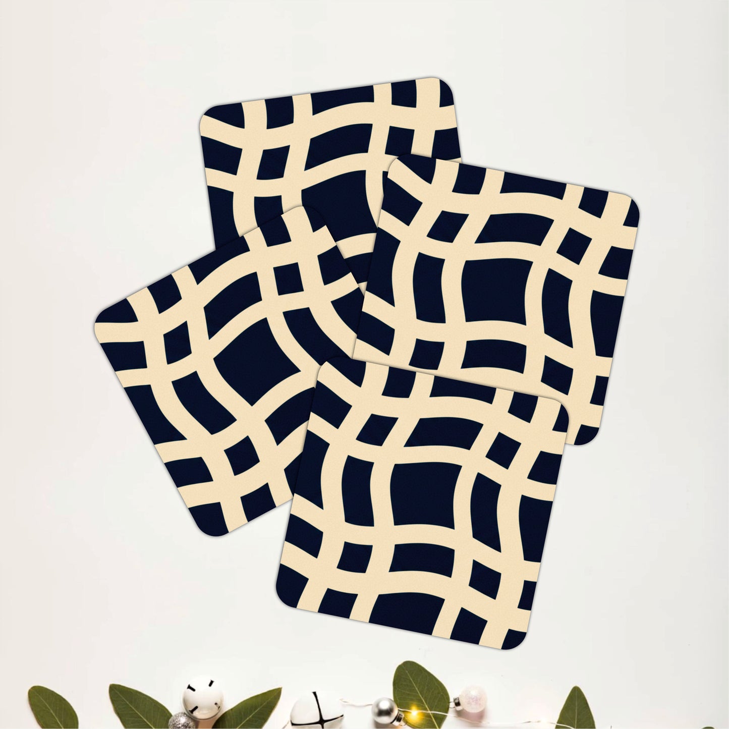 Navy Lattice Coasters Pack of 4