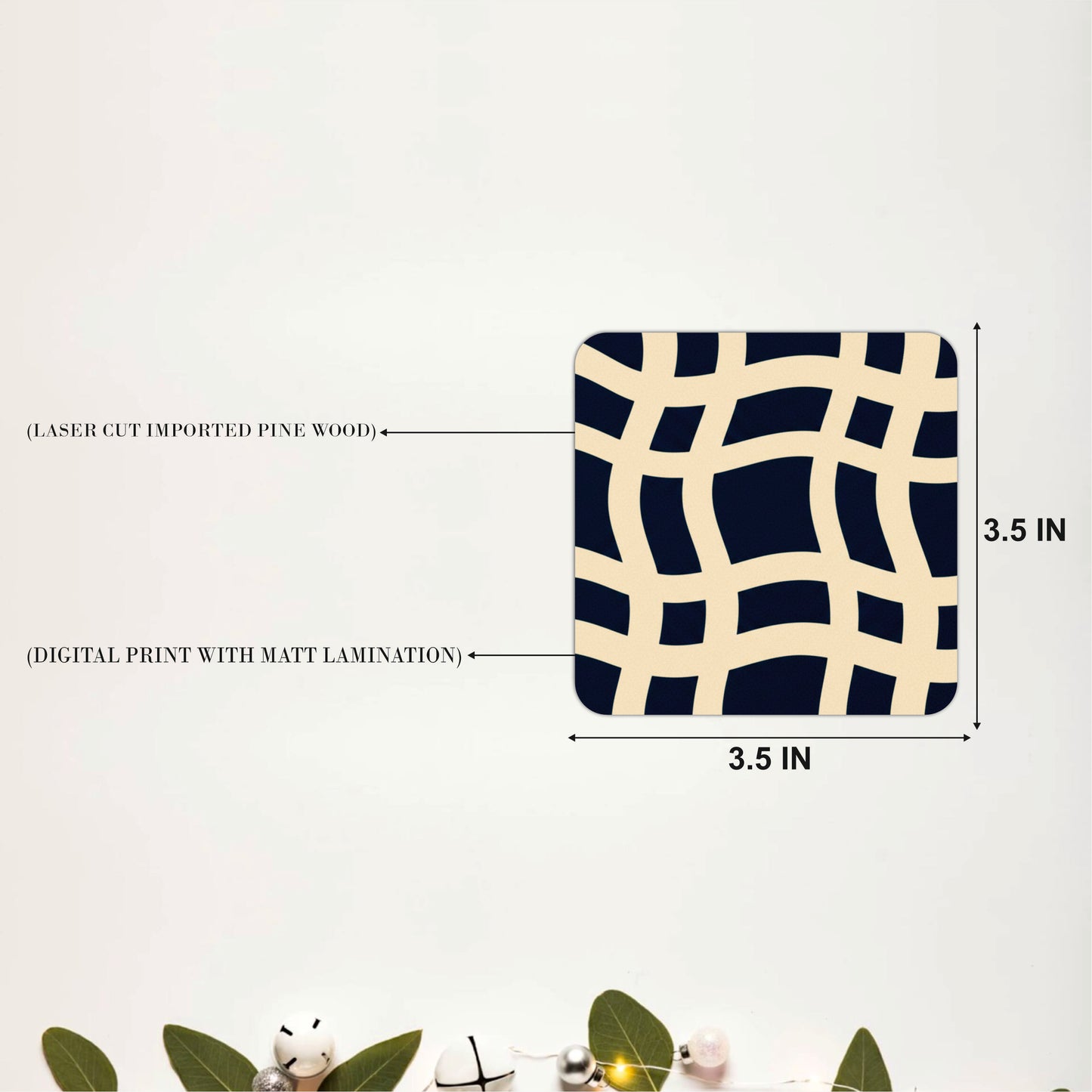 Navy Lattice Coasters Pack of 4