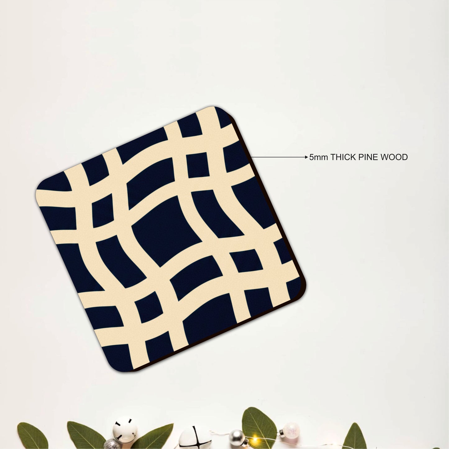 Navy Lattice Coasters Pack of 4