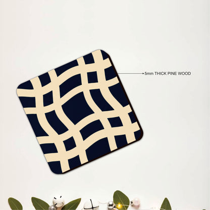 Navy Lattice Coasters Pack of 4