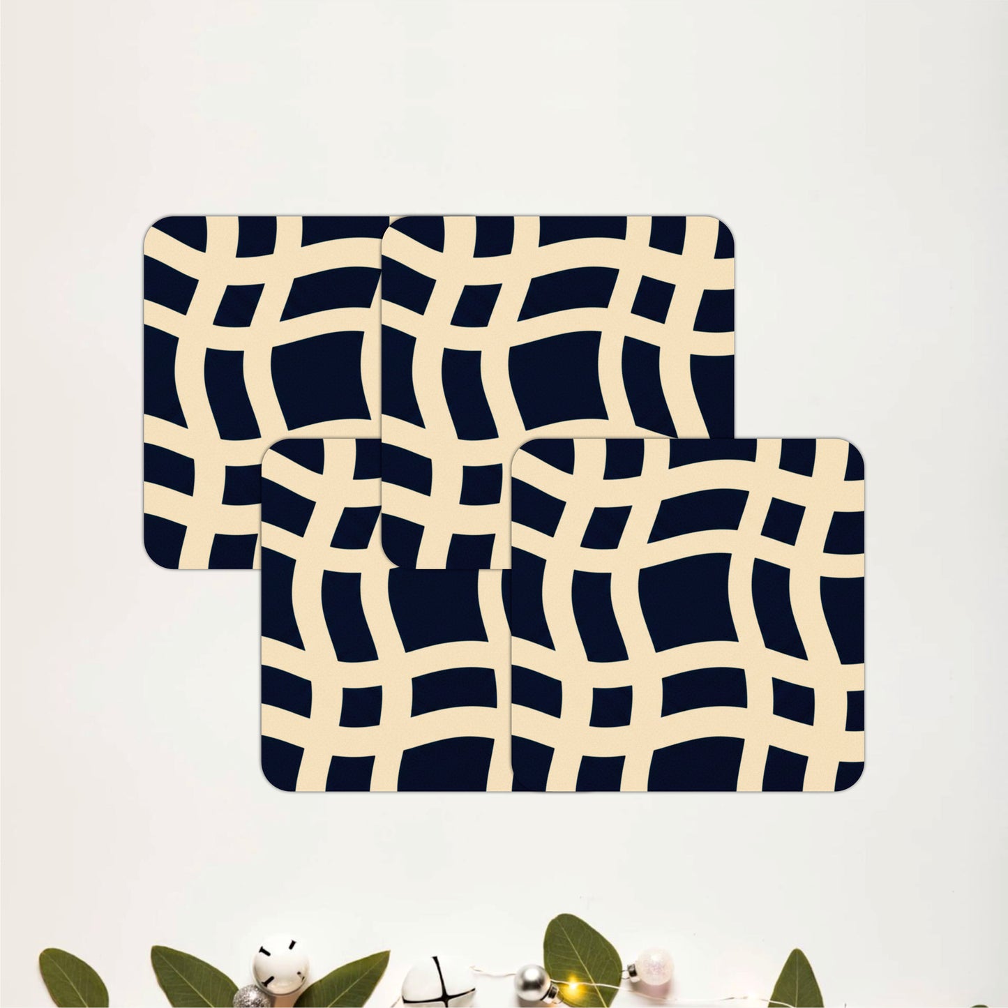 Navy Lattice Coasters Pack of 4