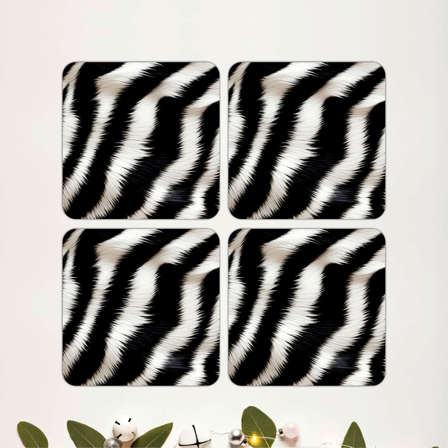 Monochrome Zebra Coasters Pack of 4