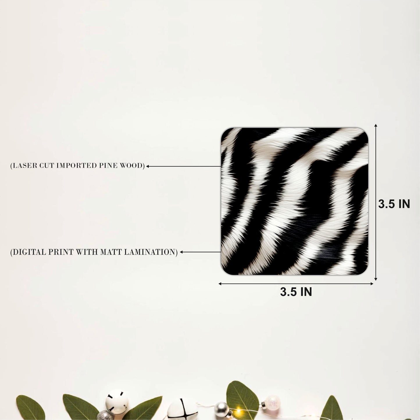 Monochrome Zebra Coasters Pack of 4