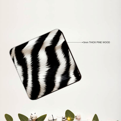 Monochrome Zebra Coasters Pack of 4