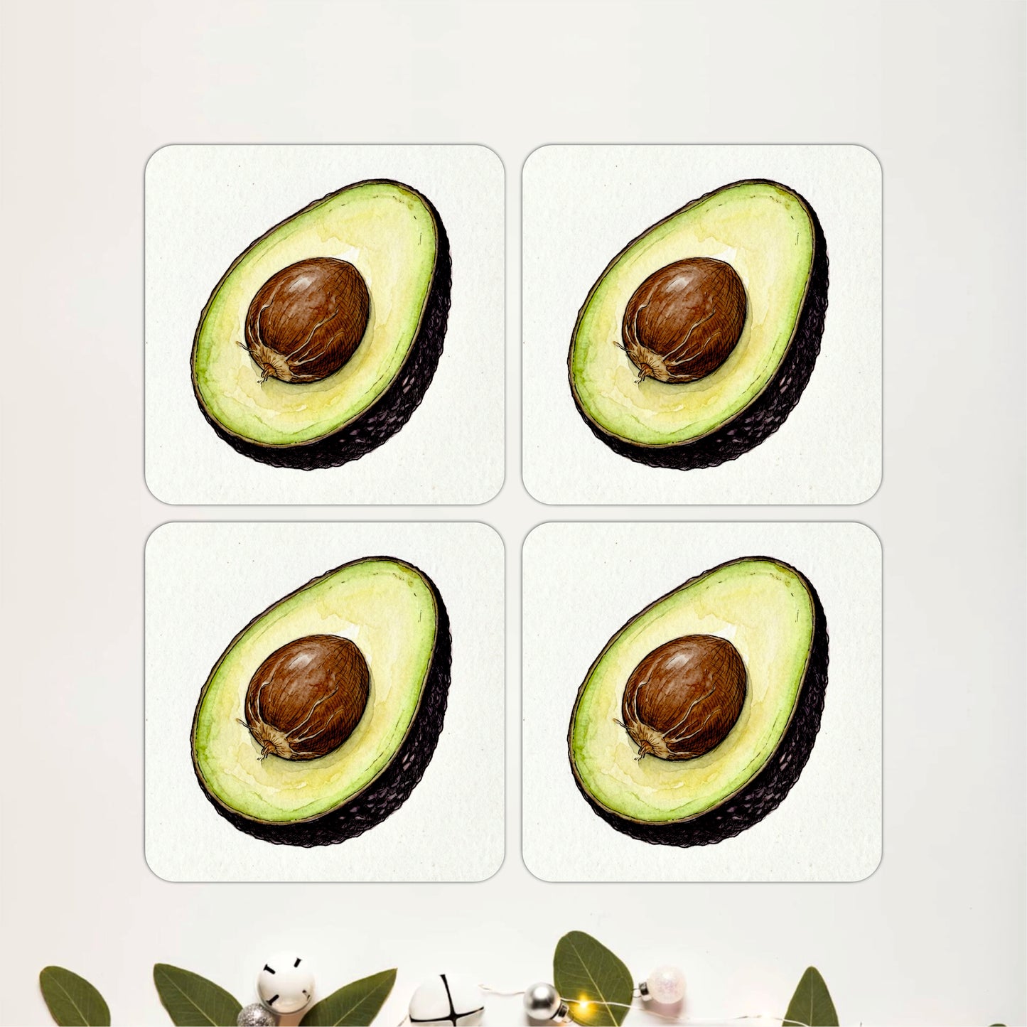 Rustic Avocado Coasters Pack of 4