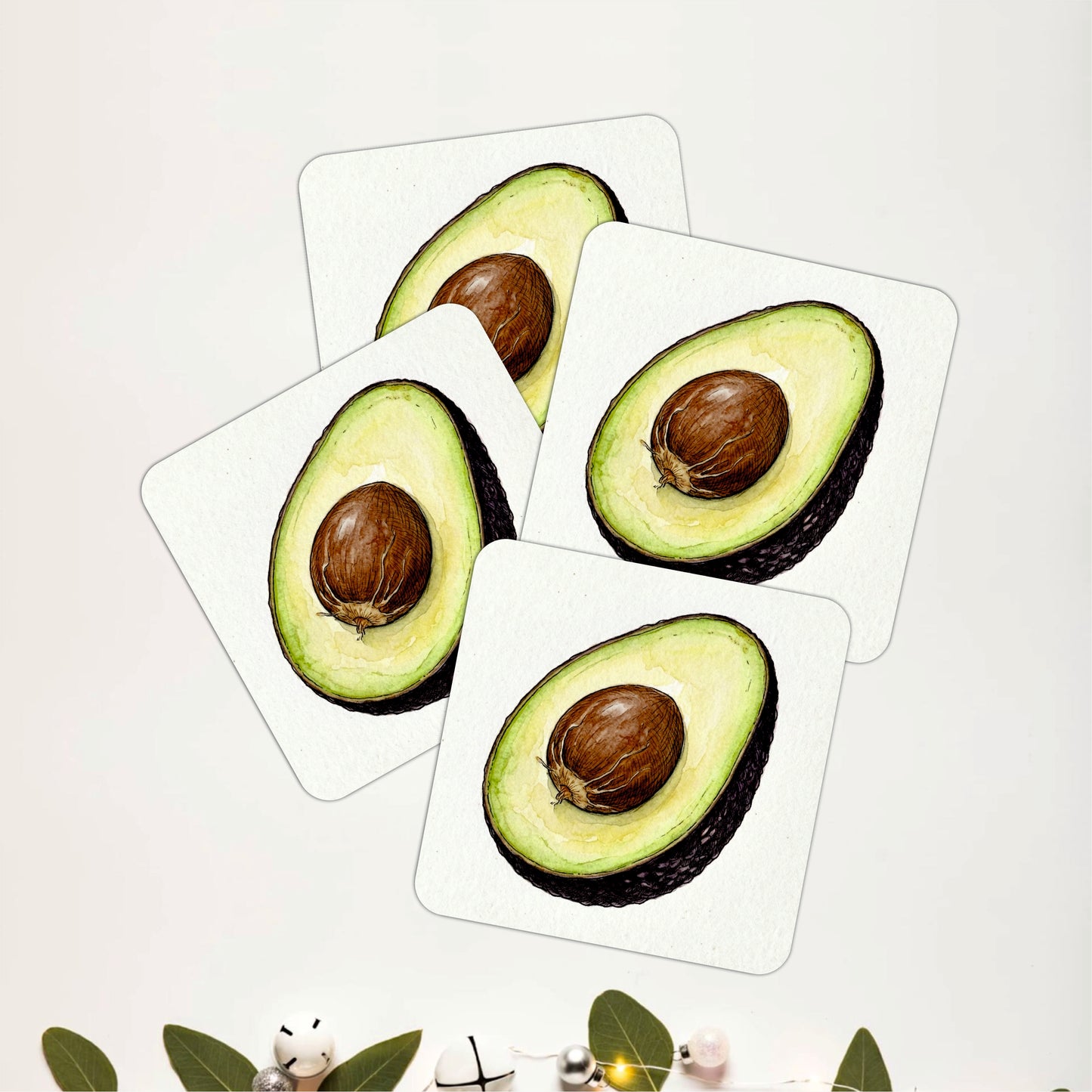 Rustic Avocado Coasters Pack of 4