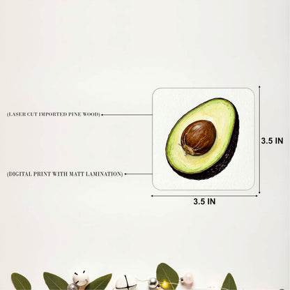 Rustic Avocado Coasters Pack of 4