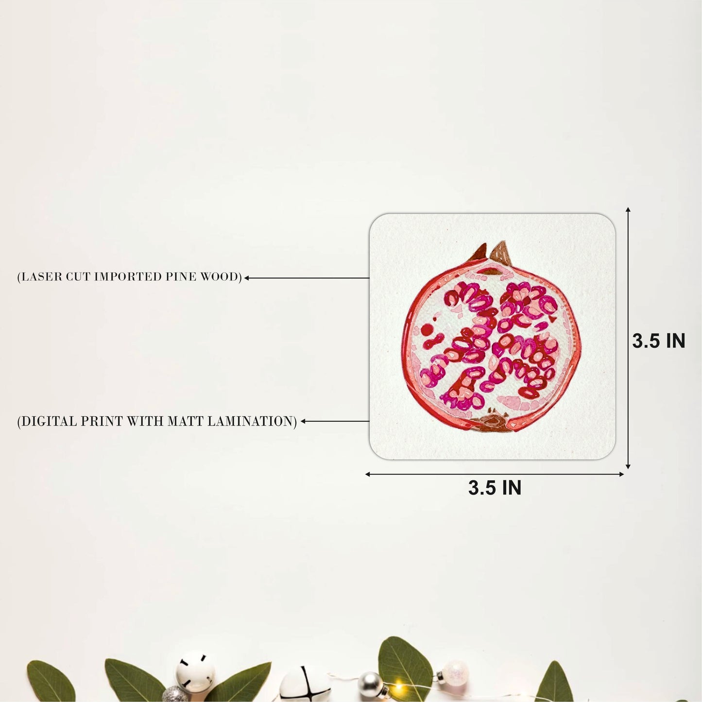 Pomegranate Slice Coasters Pack of 4