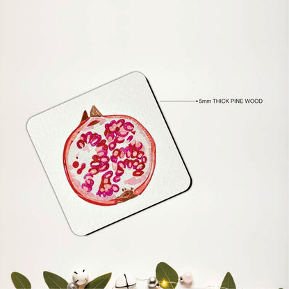 Pomegranate Slice Coasters Pack of 4