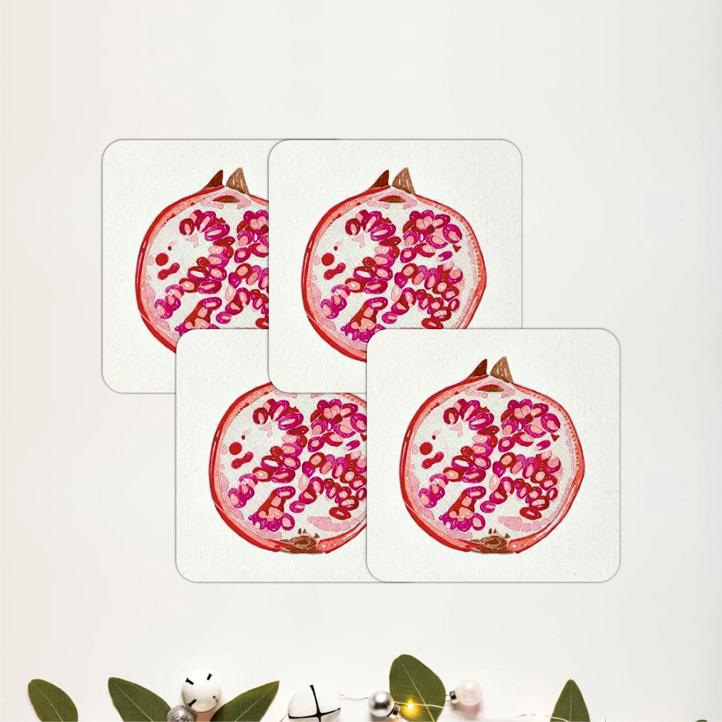 Pomegranate Slice Coasters Pack of 4