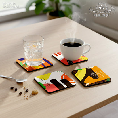 Modern Abstract Pattern Wooden Coasters Set of 4