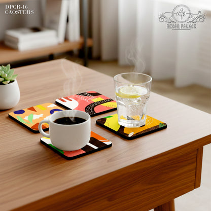 Modern Abstract Pattern Wooden Coasters Set of 4