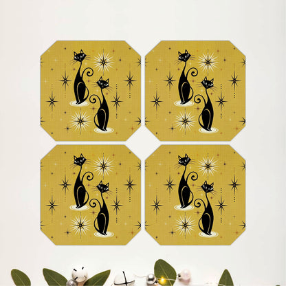 Golden Moon Cat Coasters Pack of 4