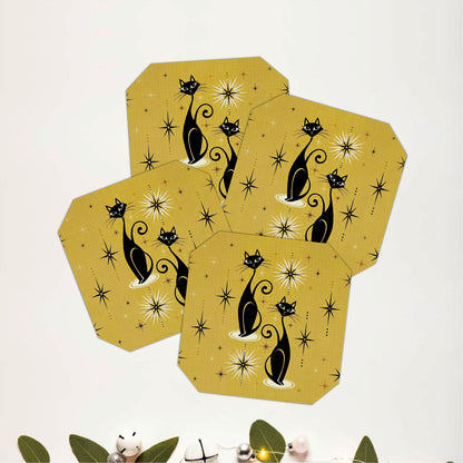 Golden Moon Cat Coasters Pack of 4