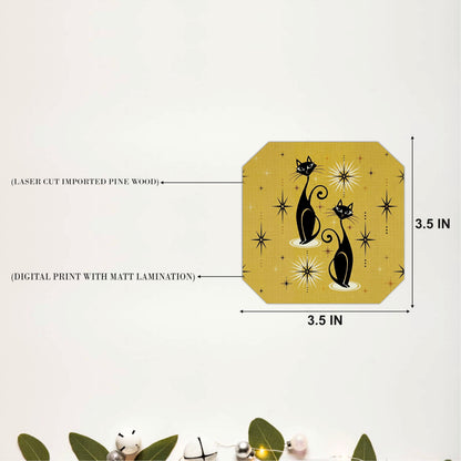 Golden Moon Cat Coasters Pack of 4