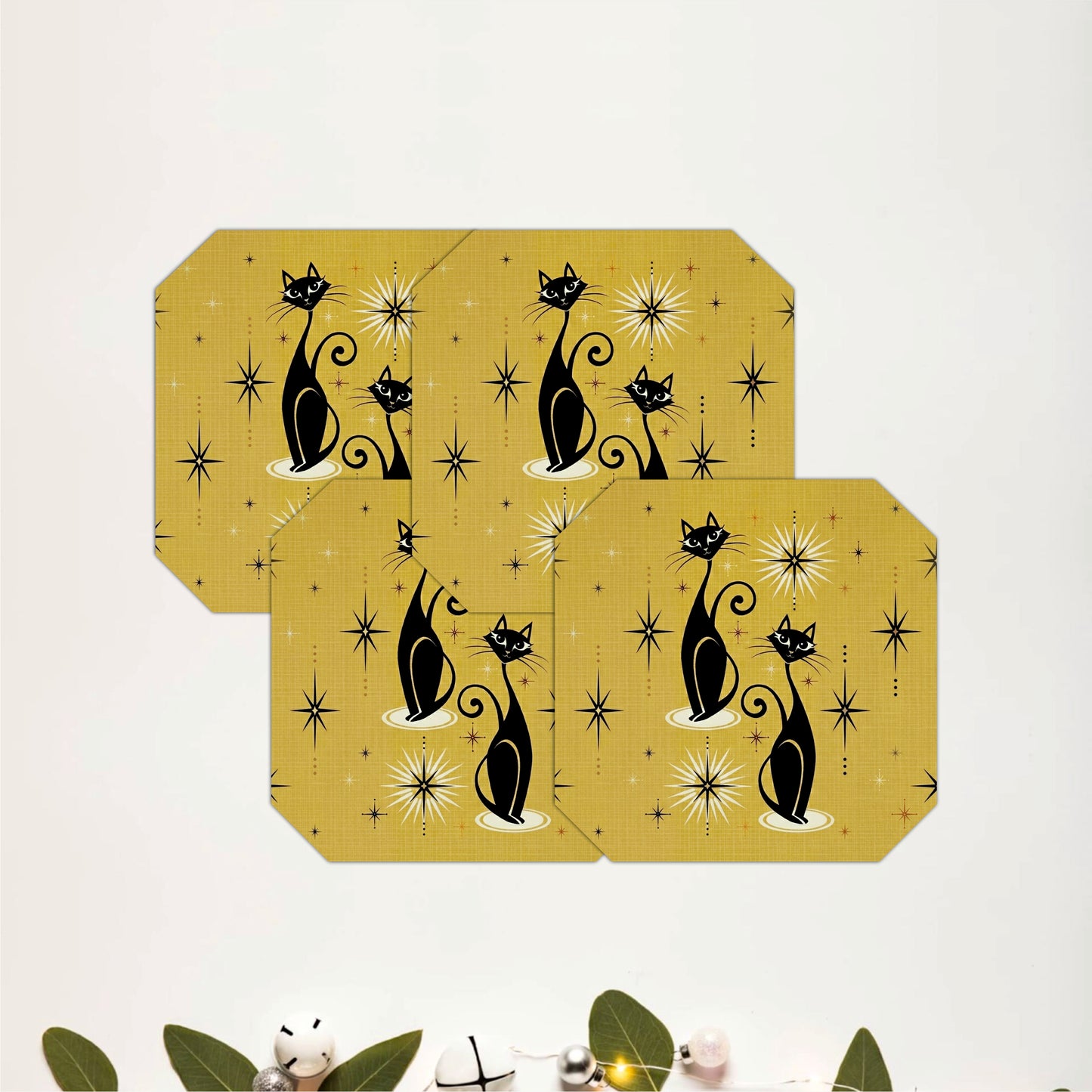 Golden Moon Cat Coasters Pack of 4