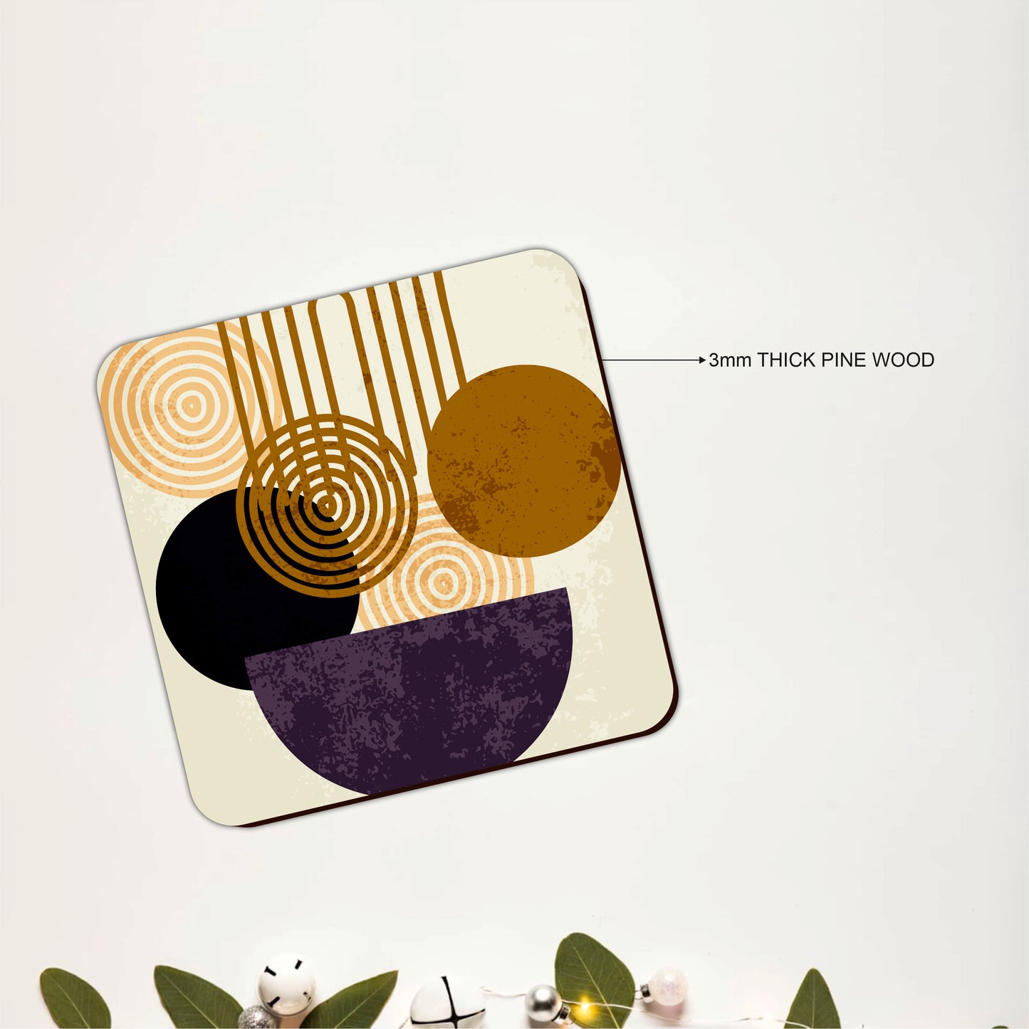 Neutral Abstract Pattern Wooden Coasters Set of 6