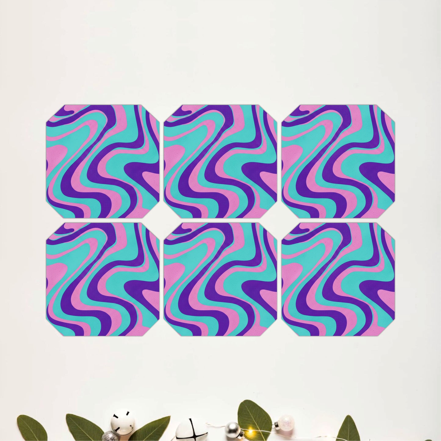 Purple Waves Coasters Pack of 6