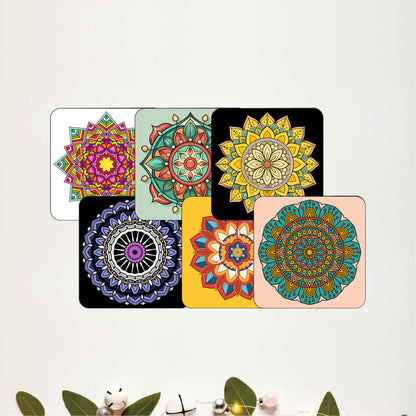 Colorful Mandala Wooden Coasters Set of 6