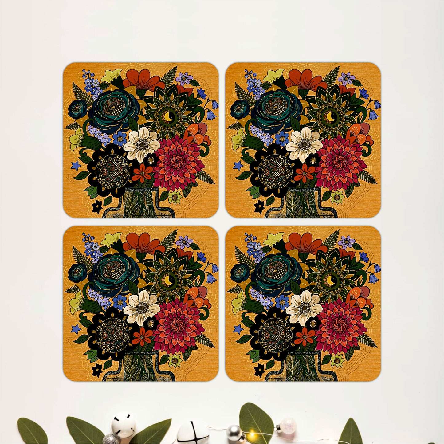 Amber Geometry Coasters Pack of 4
