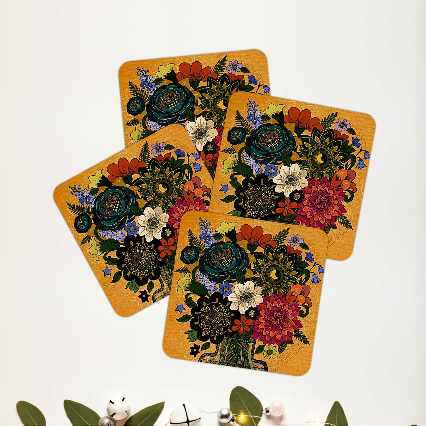 Amber Geometry Coasters Pack of 4