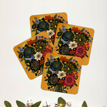 Amber Geometry Coasters Pack of 4