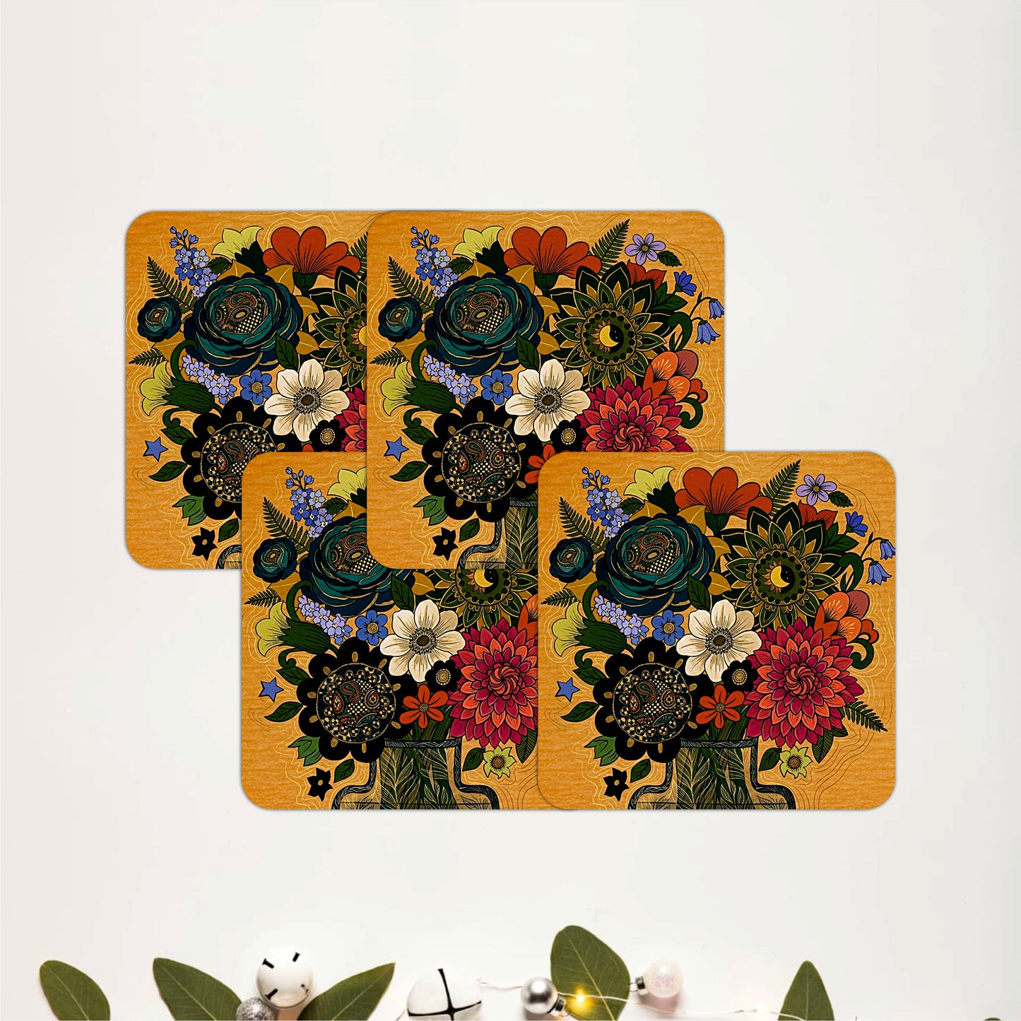 Amber Geometry Coasters Pack of 4