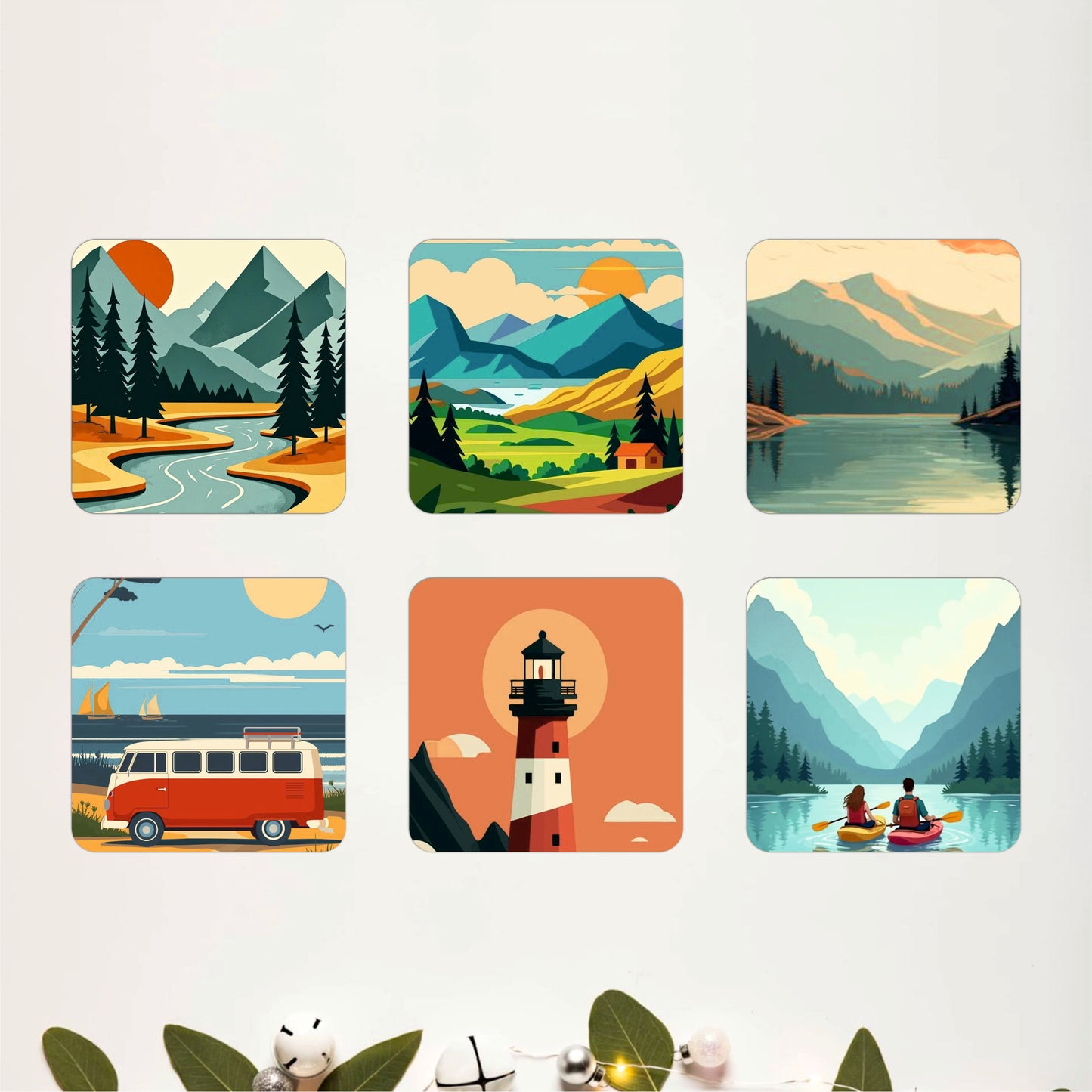 Outdoor Adventure Wooden Coasters Set of 6