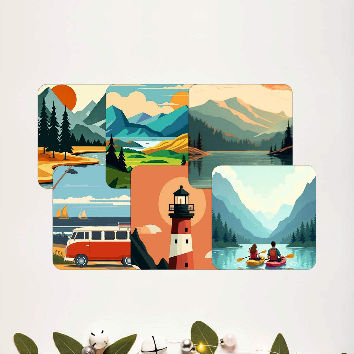 Outdoor Adventure Wooden Coasters Set of 6
