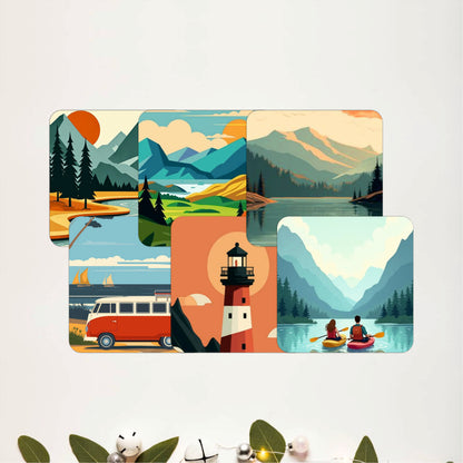 Outdoor Adventure Wooden Coasters Set of 6