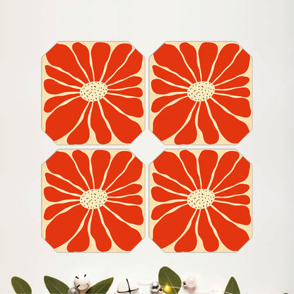 Retro Daisy Wooden Coasters Set of 4