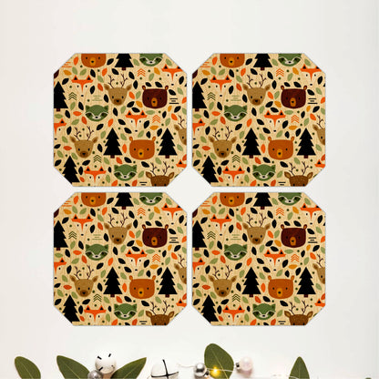 Woodland Animals Wooden Coasters Set of 4