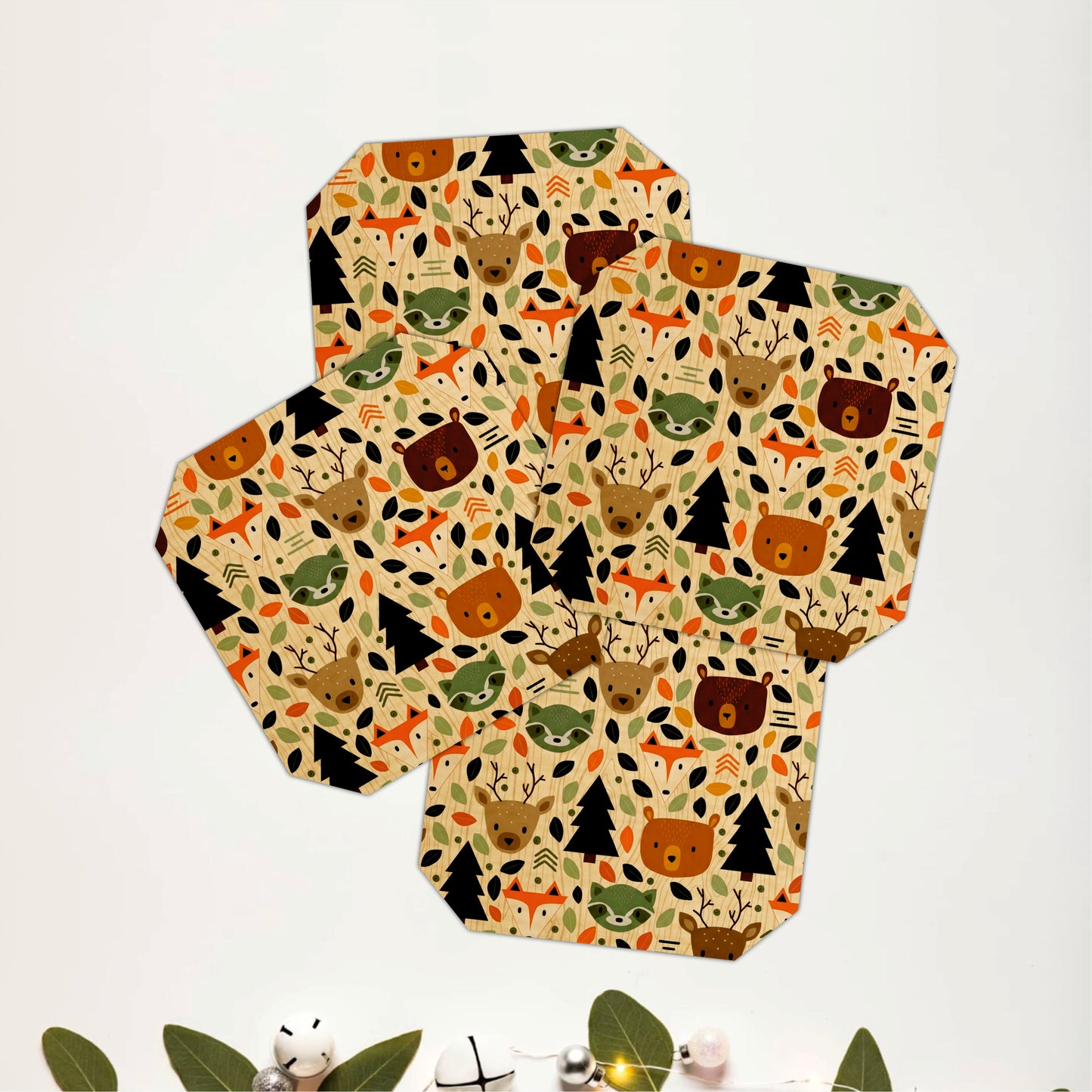 Woodland Animals Wooden Coasters Set of 4