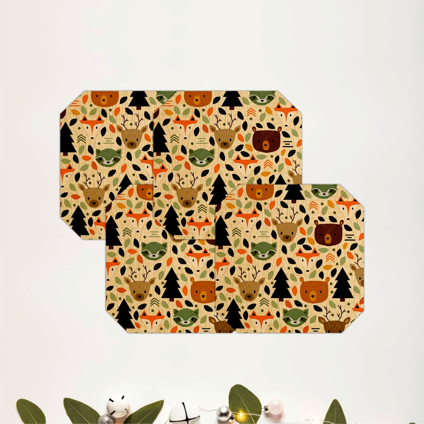 Woodland Animals Wooden Coasters Set of 4