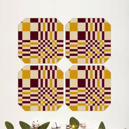 Retro Checkered Wooden Coasters Set of 4